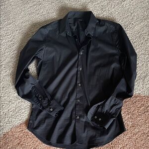 Theory women M black cotton blend dress shirt workwear quiet luxury